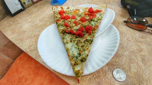 High angle view of food on table