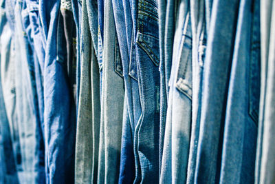 Full frame shot of jeans for sale at street market