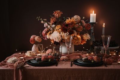 Christmas decorations on table