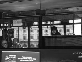 Portrait of woman in train