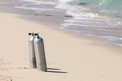 Diving cylinders on beach