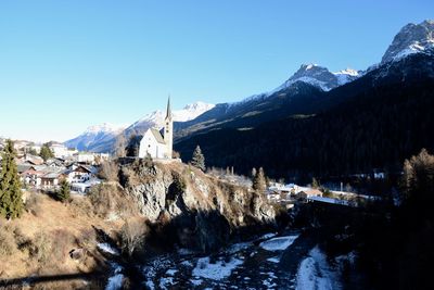 Scenic view of mountains against clear sky