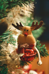 Close-up of christmas decoration hanging on tree