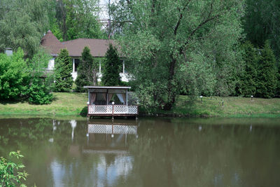 Scenic view of lake against trees