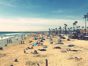 Panoramic view of people on beach