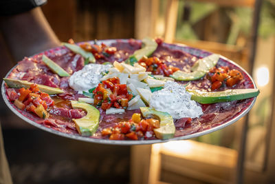 Close-up of food in plate on table