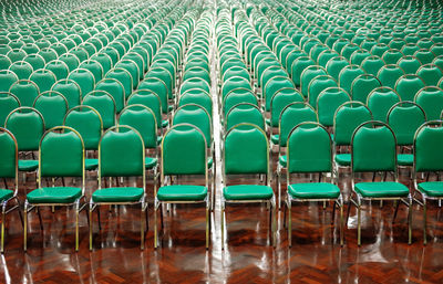 Empty chairs in row