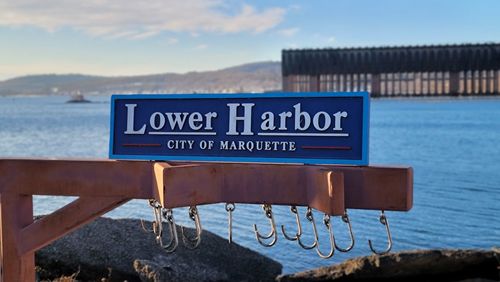 Information sign on pier