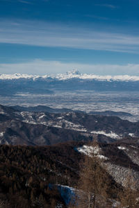 High angle view of mountain landscape against sky