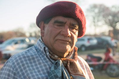 Portrait of senior adult man wearing traditional clothing