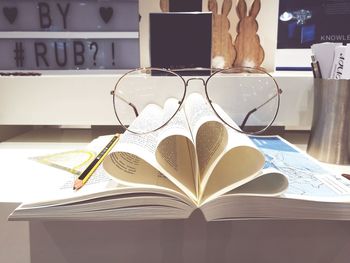 Close-up of book on table