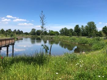 Scenic view of lake against sky