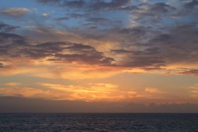 Scenic view of sea against dramatic sky