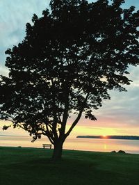 Scenic view of sea against sky at sunset