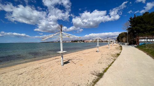 An april view of deserted beach in vrsi, croatia.