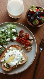 Breakfast plate of avocado toast with poached egg