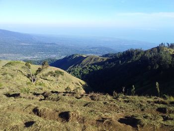 View of sembalun hill, east lombok, indonesia