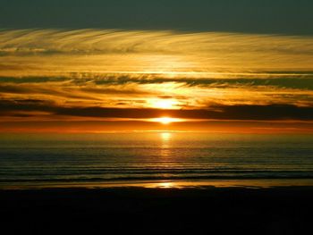 Scenic view of sea at sunset