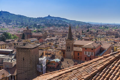 Aerial view of townscape against sky