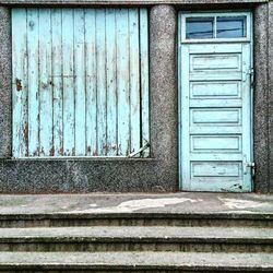 Close-up of window on door