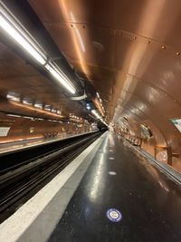 View of illuminated subway station
