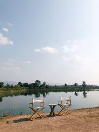 Scenic view of lake against sky