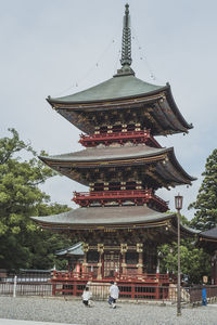 Low angle view of traditional building against sky