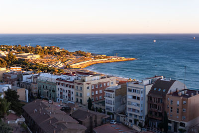 Panoramic view of the miracle beach in tarragona, spain in december