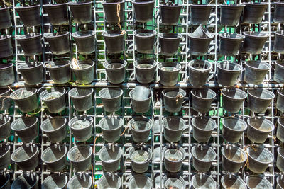 Full frame shot of glass bottles