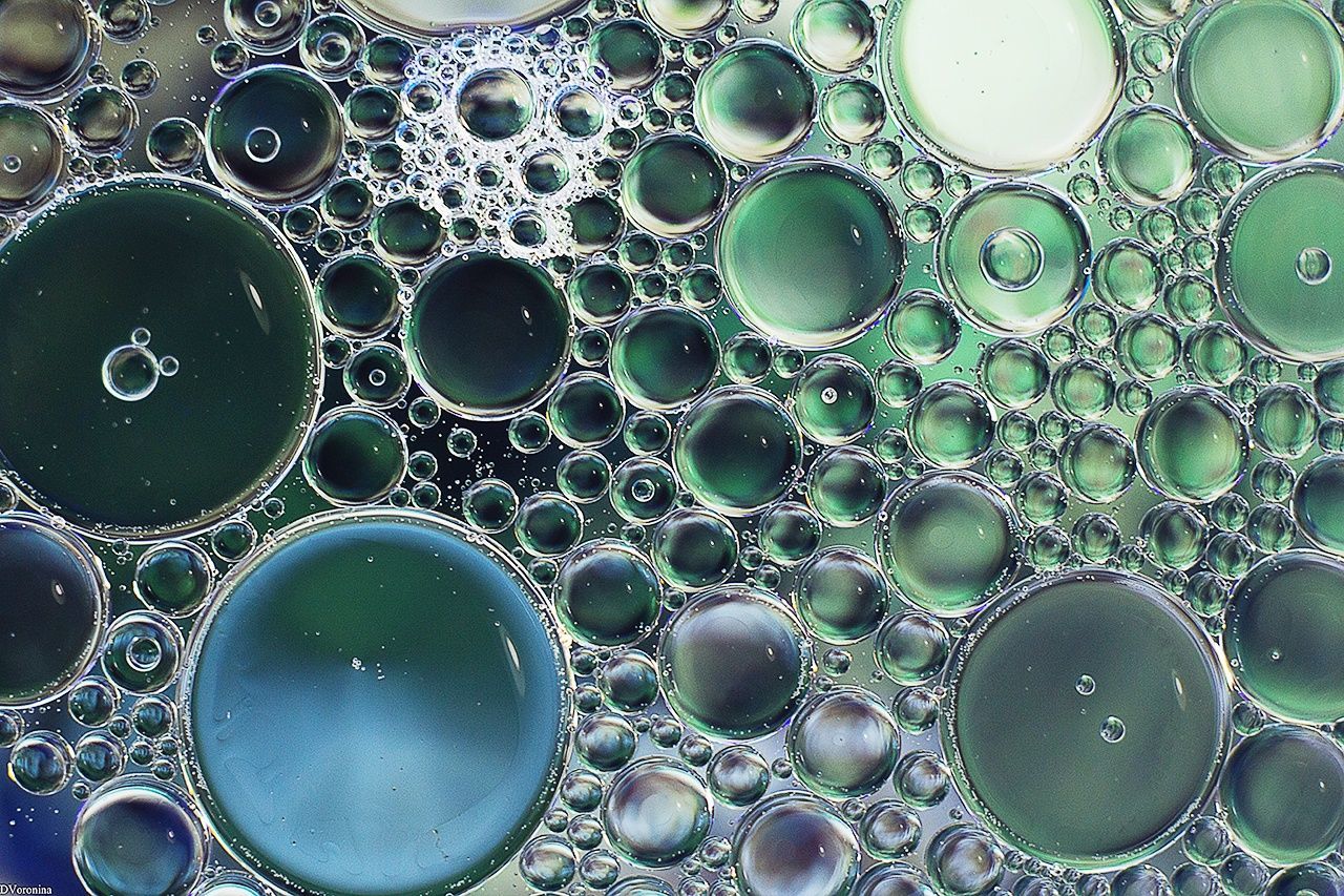 geometric shape, circle, shape, full frame, no people, bubble, close-up, backgrounds, water, design, pattern, indoors, nature, oil, wet, transparent, food and drink, green color, large group of objects, turquoise colored, purity