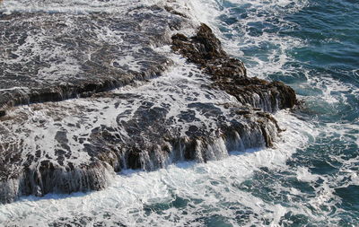 Water splashing on rocks