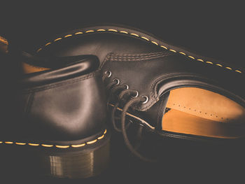 Close-up of shoes on table