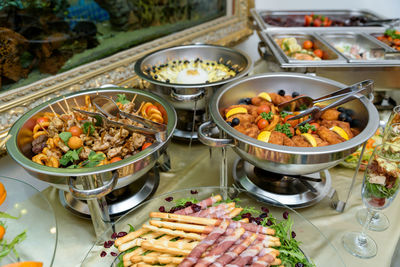 High angle view of food in bowl