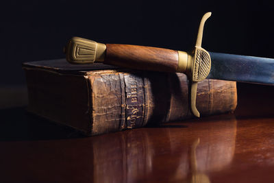 Close-up of open book on table