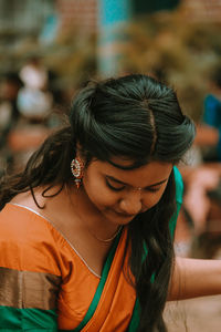 Close-up portrait of a woman