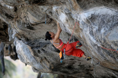 Low section of person on rock