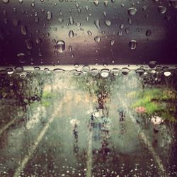 Close-up of water drops on glass