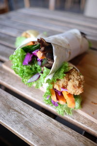 Close-up of food on table