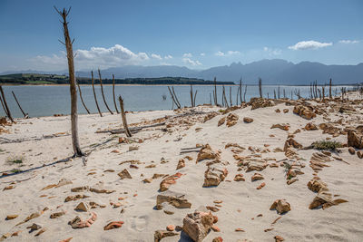 Scenic view of beach against sky