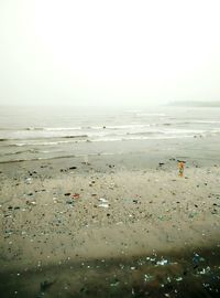 Scenic view of beach against clear sky