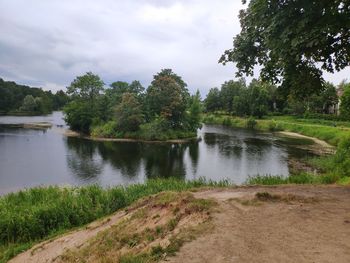 Scenic view of lake against sky