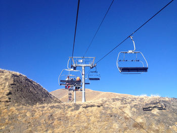 Scenic view of mountains against clear blue sky