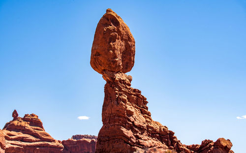 Low angle view of rock formation against sky