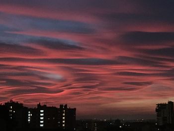 Silhouette buildings against sky during sunset