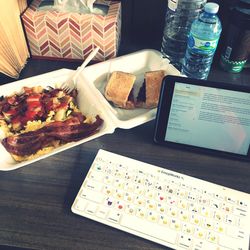 High angle view of food on table