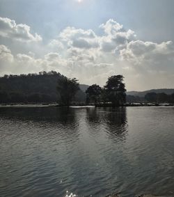 Scenic view of lake against sky