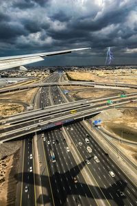 High angle view of highway against sky