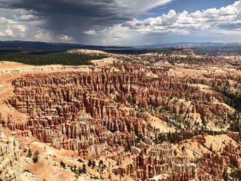 Aerial view of landscape against sky, bryce canyon