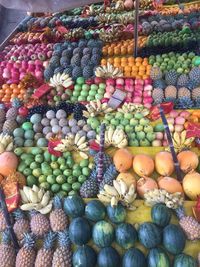 High angle view of fruits for sale in market