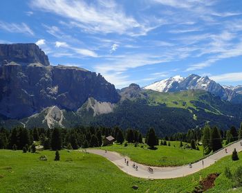 Scenic view of landscape and mountains against sky